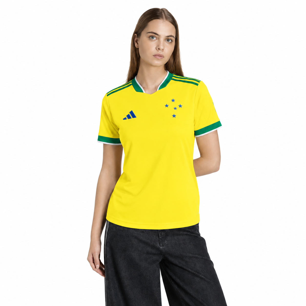 Camisa Feminina Cruzeiro Brasil Adidas 2026 - Amarelo+Verde
