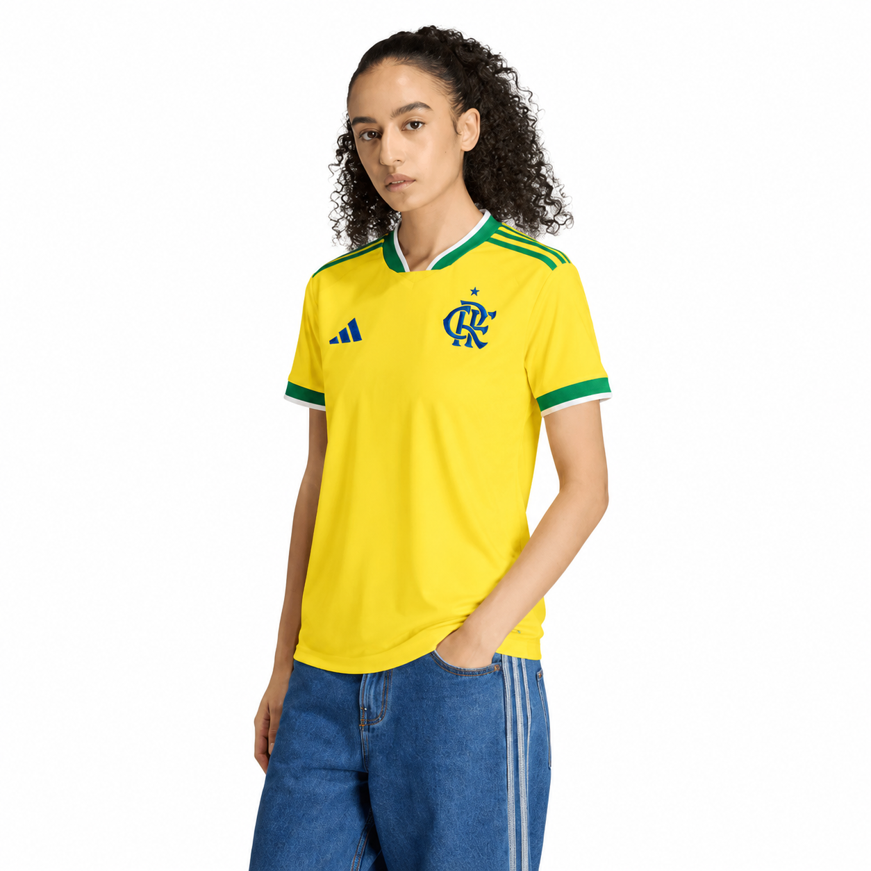 Camisa Feminina Flamengo Brasil Adidas 2026 - Amarelo+Verde