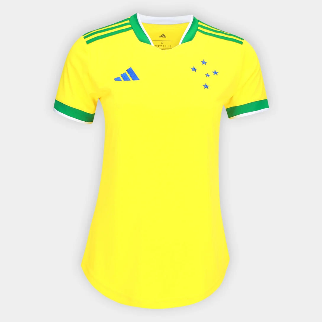 Camisa Feminina Cruzeiro Brasil Adidas 2026 - Amarelo+Verde