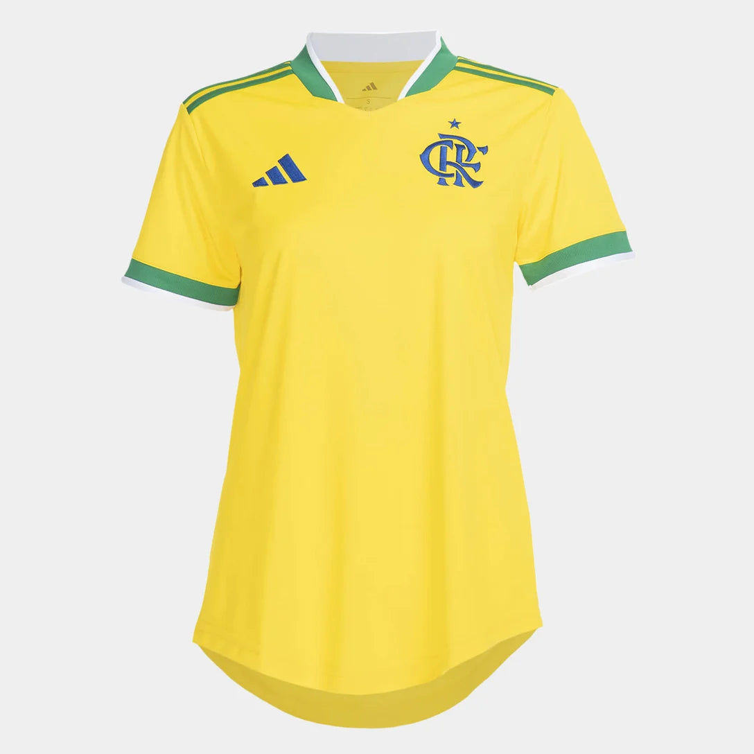 Camisa Feminina Flamengo Brasil Adidas 2026 - Amarelo+Verde