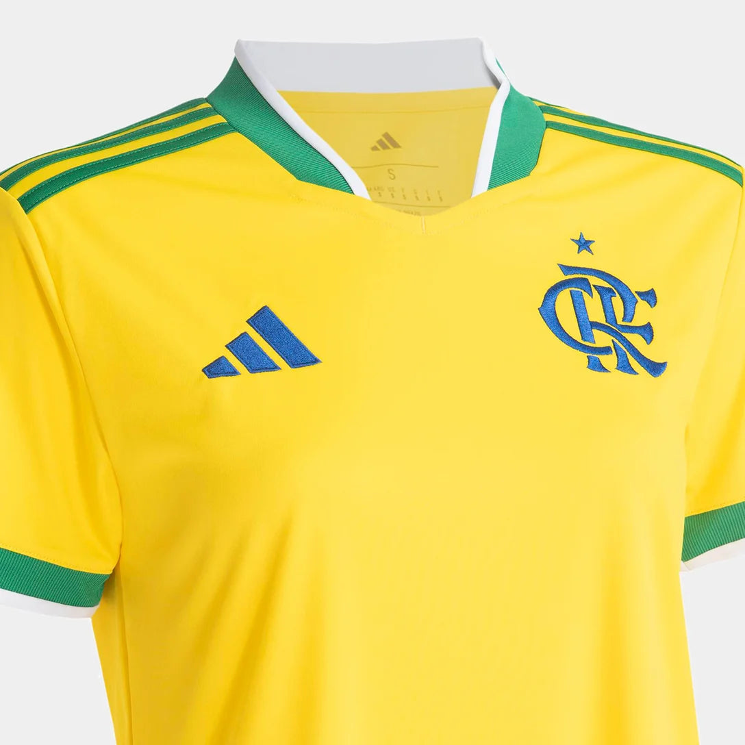 Camisa Feminina Flamengo Brasil Adidas 2026 - Amarelo+Verde