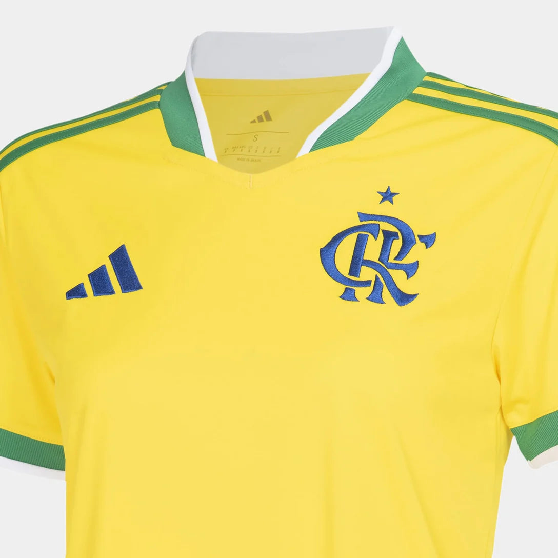 Camisa Feminina Flamengo Brasil Adidas 2026 - Amarelo+Verde
