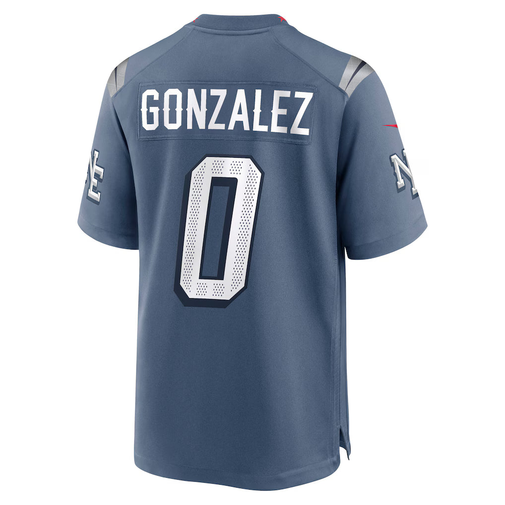 Christian Gonzalez New England Patriots 2025 Rivalries Collection Game Jersey - Storm Blue