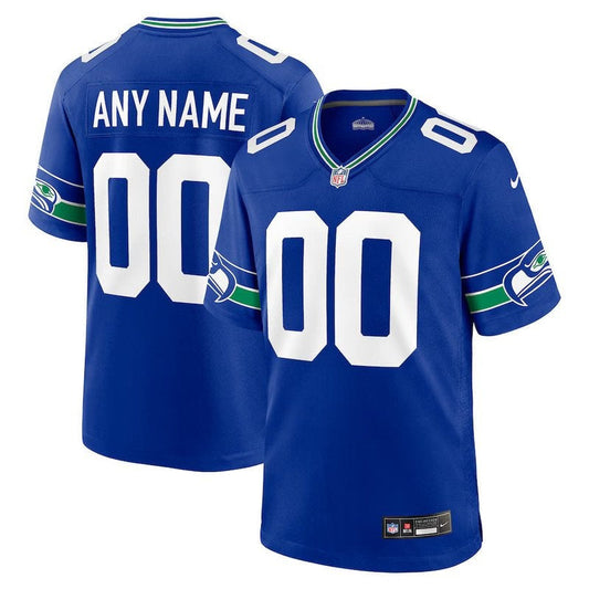 Seattle Seahawks - Royal Throwback Custom Jersey
